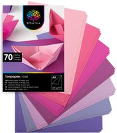 Kartonnen verpakking met 70 vellen roze gekleurd papier, A4 formaat, 130g/m².