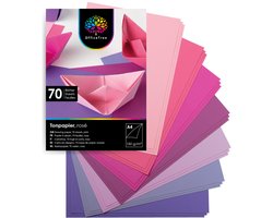OfficeTree Knutselpapier A4 - 7 Kleuren - 133 g/m² - Gekleurd Papier voor Uitnodigingen, Origami en Decoraties - Roze Tinten - 70 vellen