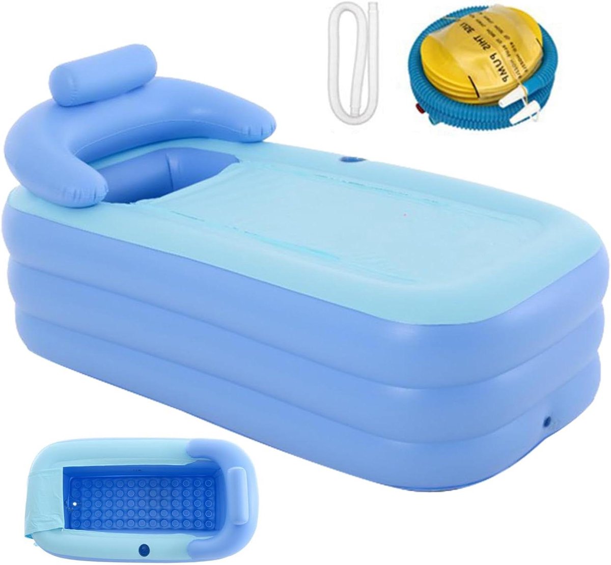 Draagbaar Bad - Opblaasbad Opvouwbaar - Ontspanning Thuis - Waterdichte Hotmelt Technologie - 160x84x64cm - Wit