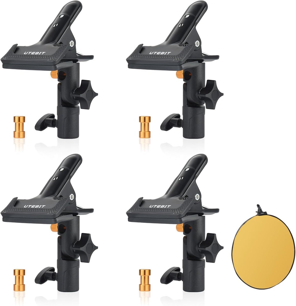 SnelShoppen - 4 Stuks Foto Studio Vouwbare Reflectorhouder, Metalen Klemhouder met 1/4 Inch tot 3/8 Inch Vrouwelijke Schroefdraad, Multifunctionele Re