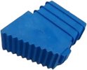 Blauw, geribbeld trapvoetje met inkeping aan de zijkant.