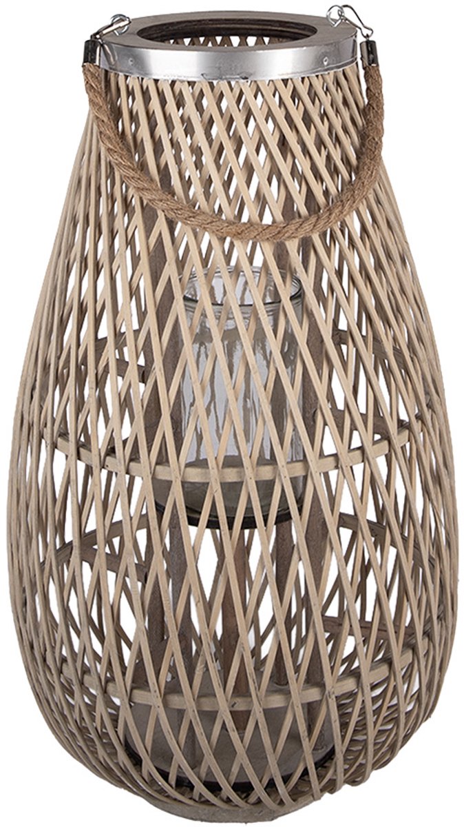 Clayre & Eef Windlicht Beige Rotan