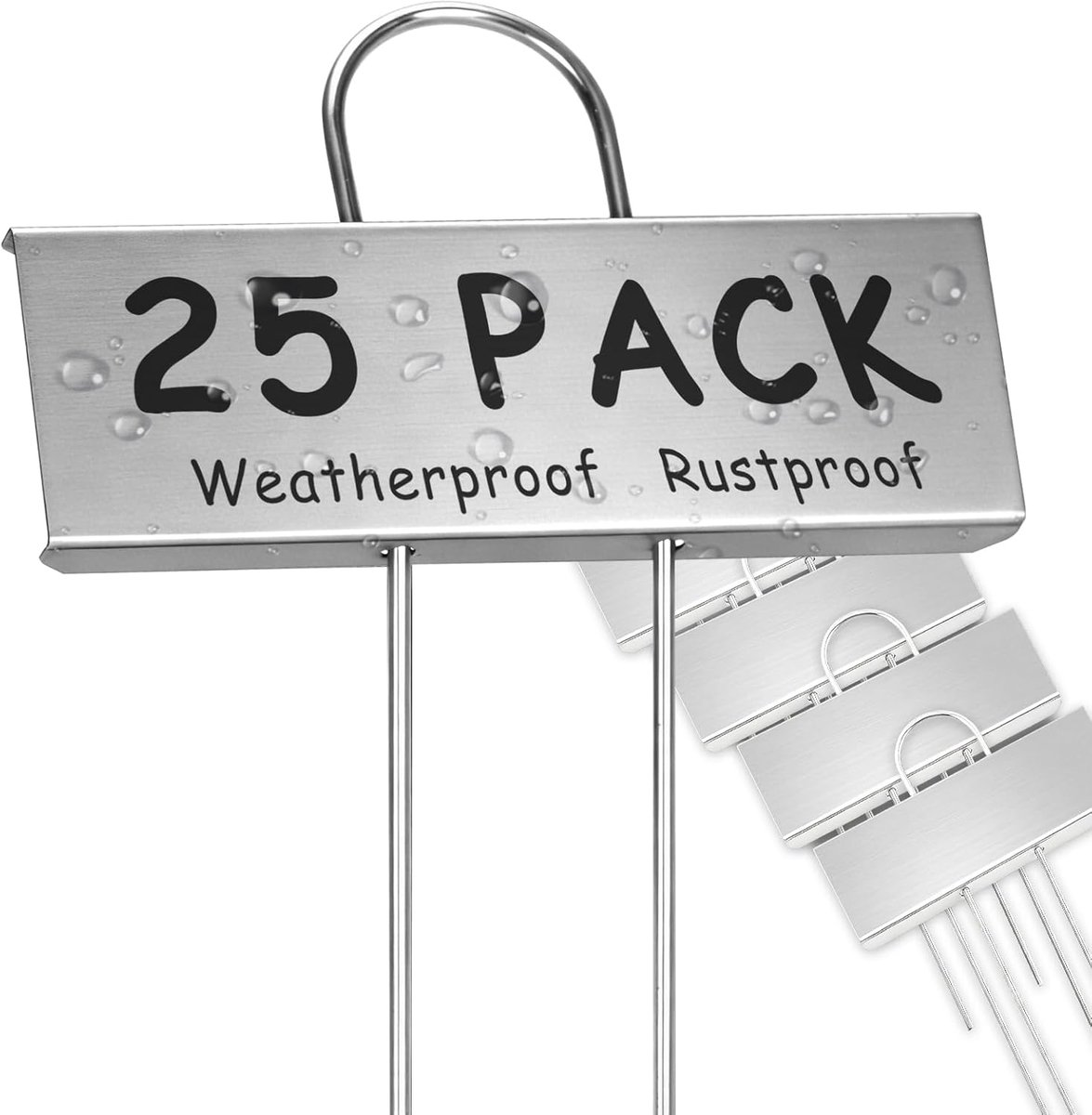 SnelShoppen - 25 Stuks 14cm Metalen Labels in Zilver voor Organisatie, Tuin, Keuken, Feesten en Creatieve Projecten