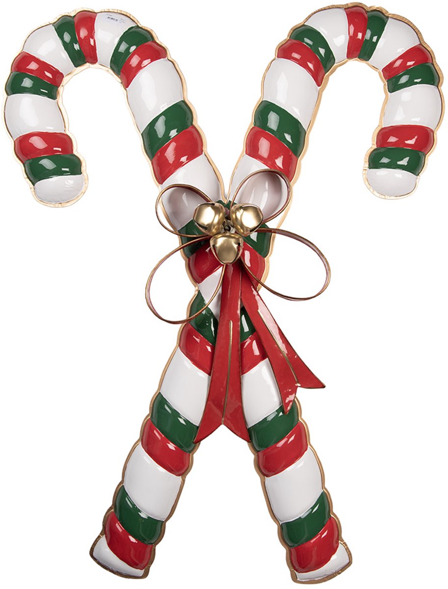 Clayre & Eef Kerstdecoratie Beeld Zuurstok 73x12x94 cm Wit Metaal