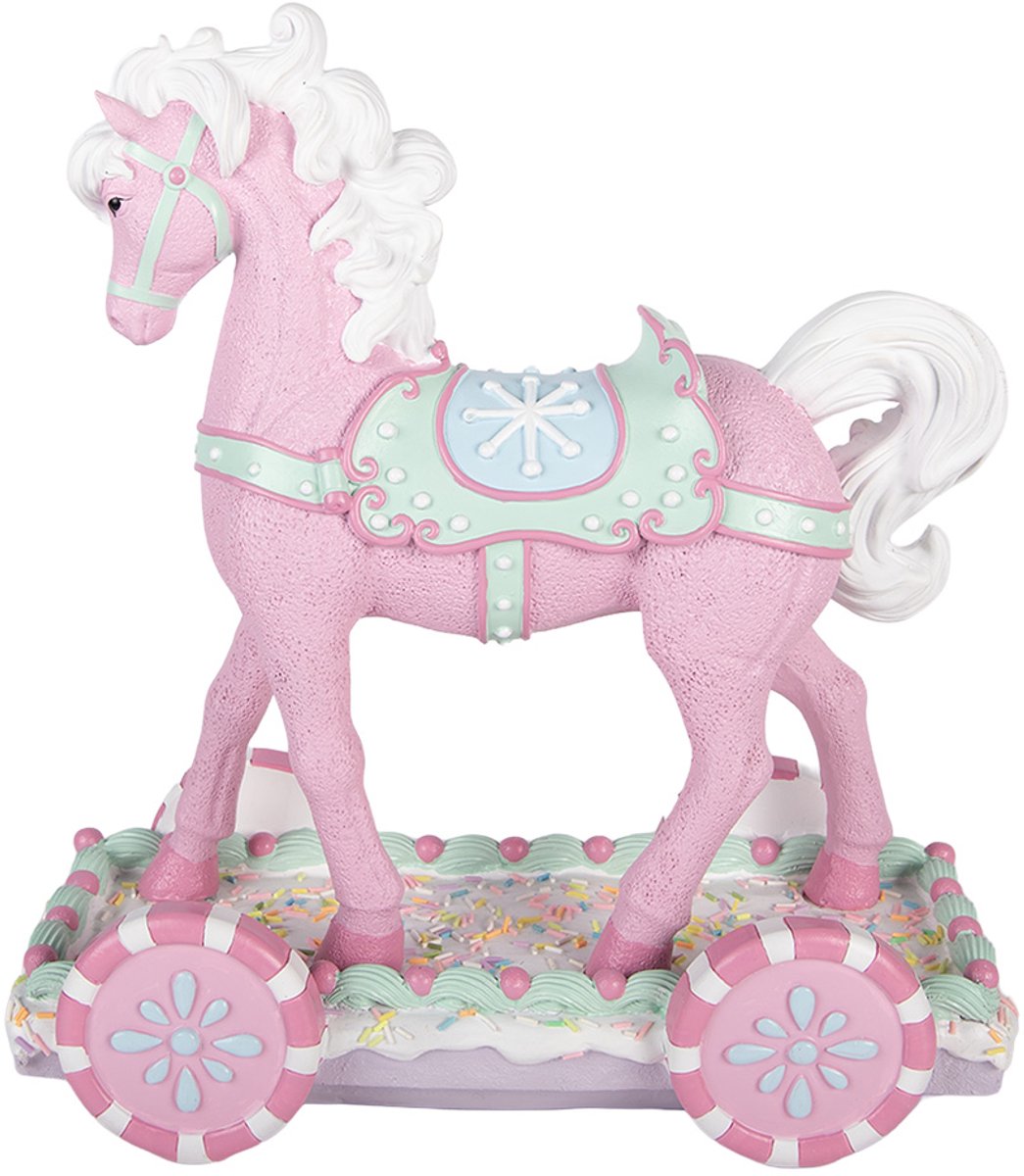Clayre & Eef Decoratie Beeld Paard 35x16x38 cm Roze Kunststof