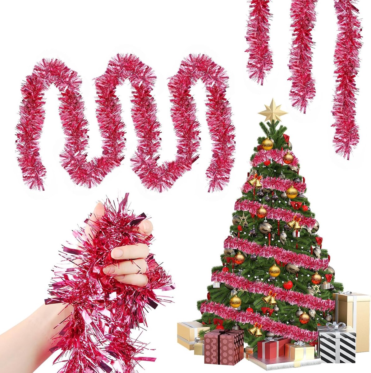 Lametta Christmas tree red (pink) - ShopVlot