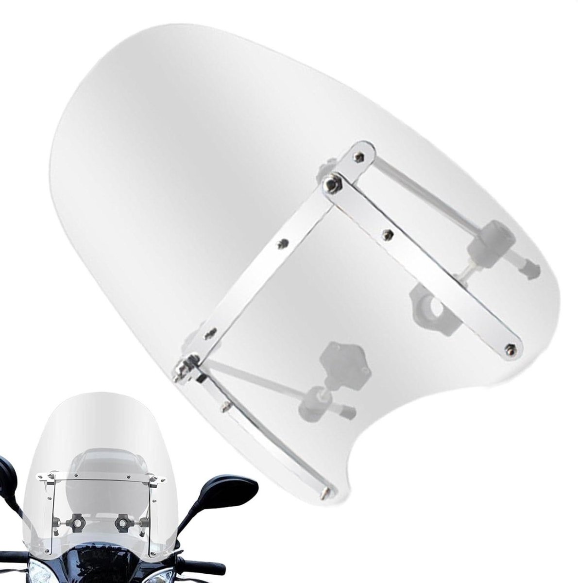 Motorfiets Voorruit - Scooter Windscherm - Comfortabel Rijden - Universele Pasvorm - 46 x 41 cm - Transparant