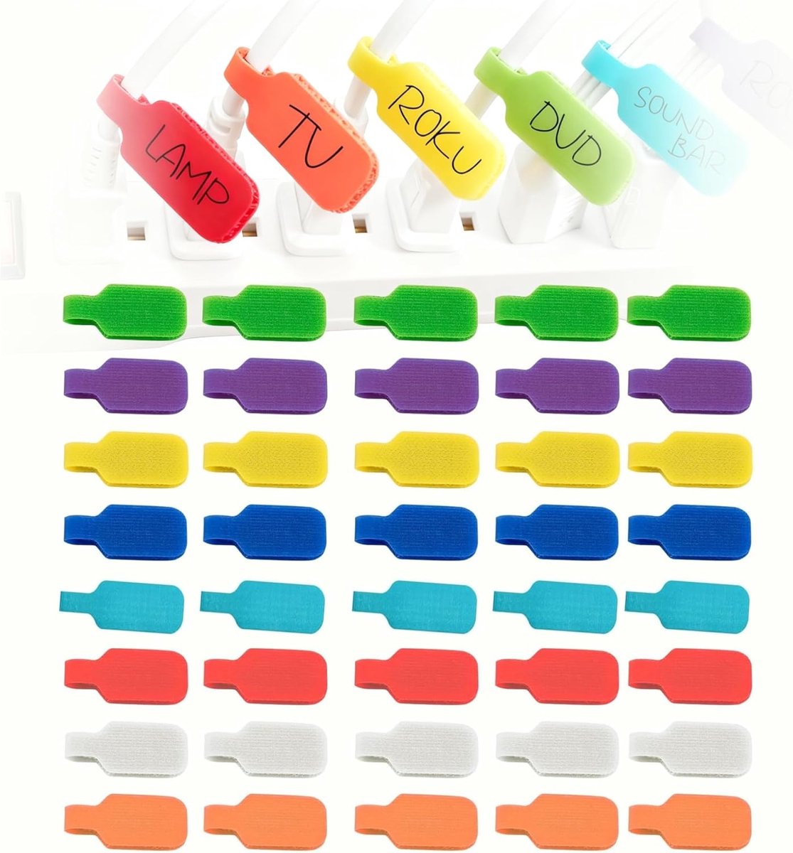 40 pcs cable labels, cable tags - Cable Label Clip, Reusable Cables, Labeling for Marking Cables, Pipes, Eight Colors - ShopVlot