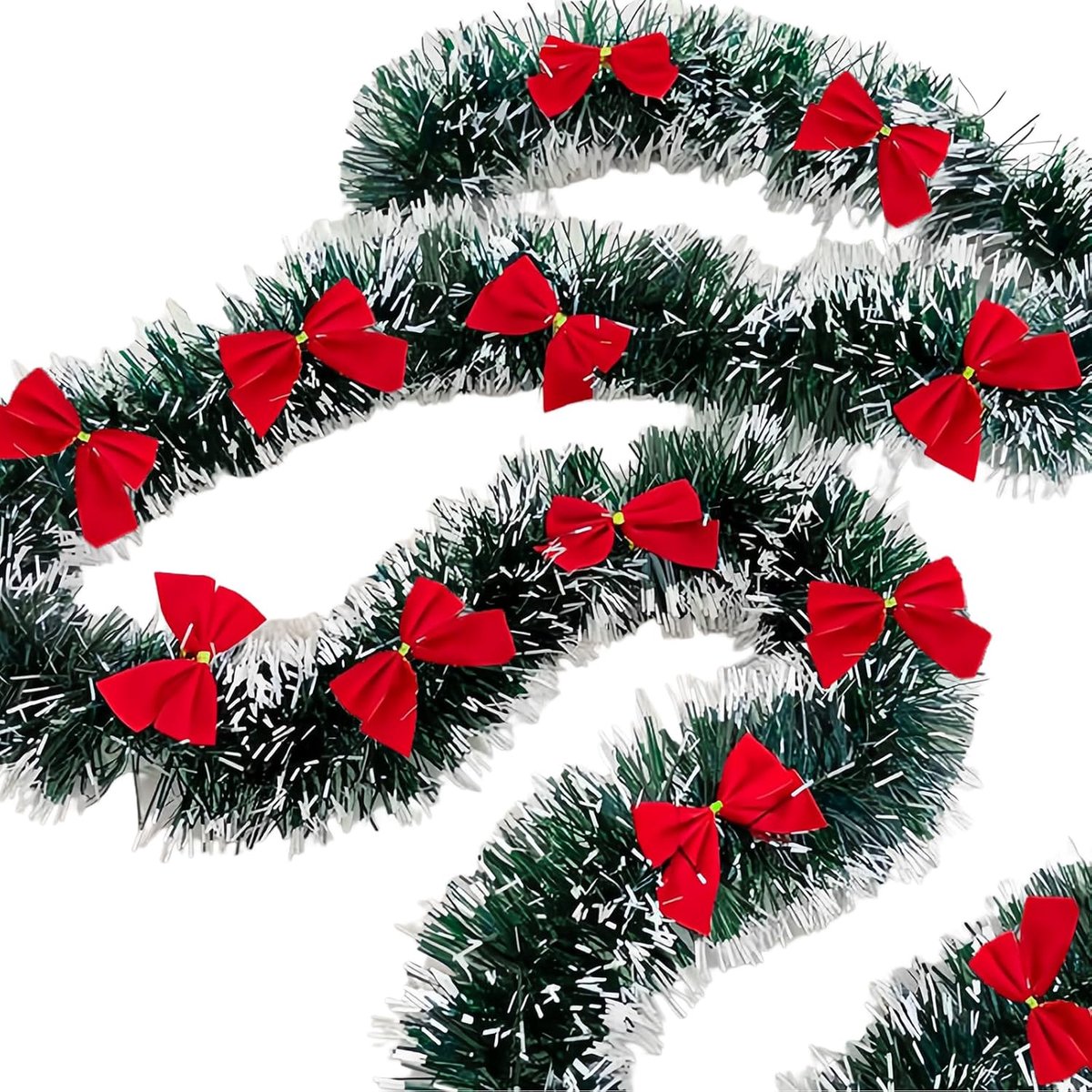 SnelShoppen - 3Pcs 2m Kerst Lametta Garland Kunst Kerstguirlande Metallic Glanzend voor Haard Decoratie Trapleuning Binnen Buiten Versiering