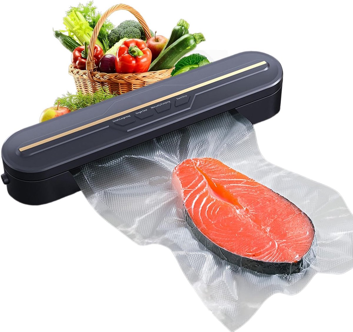 SnelShoppen Food Vacuum Machine Automatische Vacumeermachine met 10 Zakjes Professionele Vacumeermachine voor Droog en Vochtig Voedsel Sterke