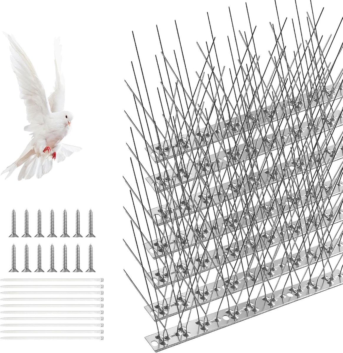 SnelShoppen - 7 Sets Vogelspikes - 25cm - Effectieve Dierenbestrijding - Roestvrij Staal - Terras, Balkon en Tuin - Voorkom Vogeloverlast