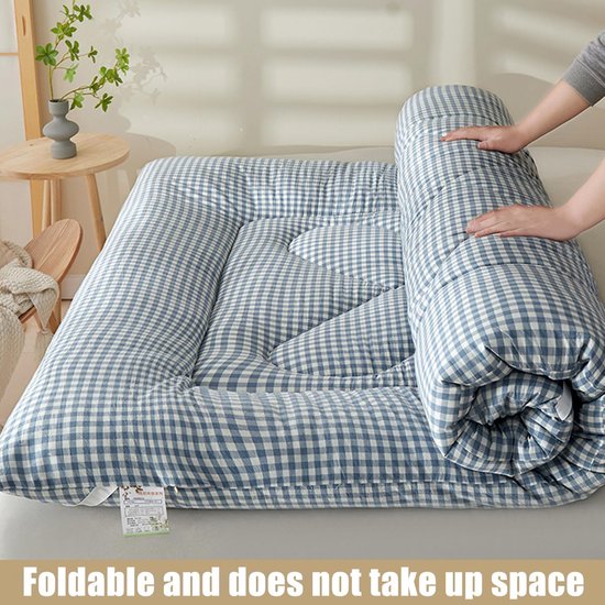Katoenen Futonmatras - Vloermatras Slaapkussen - Comfortabel Slapen - Elastische Band Bevestiging - 200x220cm - F — afbeelding 3