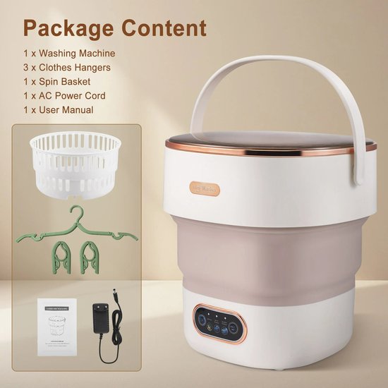 Innovastore Mini-wasmachine - Kleine Wasmachine - Campingwasmachine - Centrifuge - Opvouwbaar - 32 x 32 x 33,5 cm - Zwart/Roze van Innovastore — afbeelding 2
