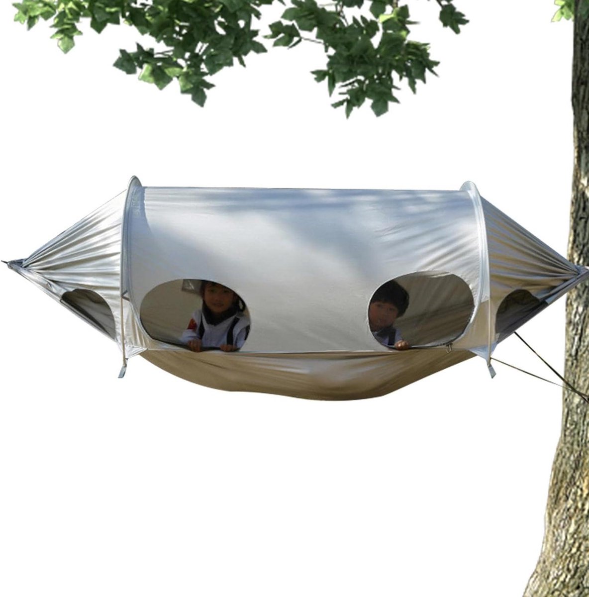 Kampeerhangmat - Dubbele Hangmat - Buiten Ontspannen - Anti-Muggennet - 270 x 140 cm - Zilver