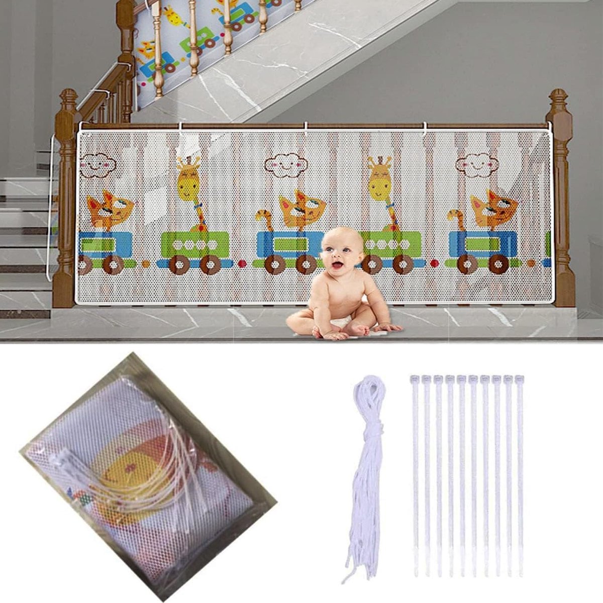 Veiligheidnet voor Trappen - Dikke Dierenprint, Bescherming voor Kinderen en Huisdieren, 300 x 78 cm