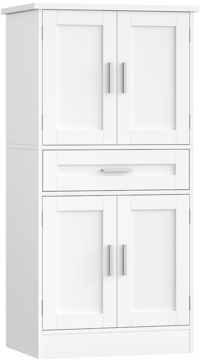 Hzuaneri Buffetkast, Keukenkast met Opbergsysteem met 4 Niveaus aan de Binnenzijde van de Deur, Dressoir met 4 Deuren en 1 Grote Lade, Moderne Stijl, voor Keuken of Woonkamer, 40 x 60 x 120 cm, Wit