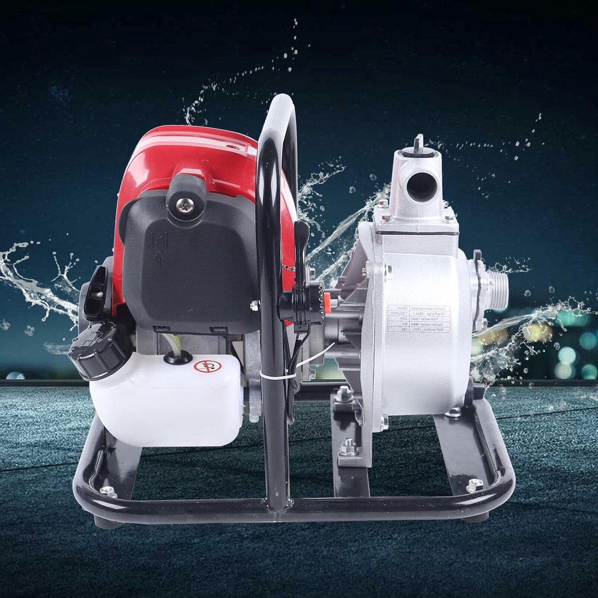 Benzine Waterpomp - Tuinpomp Bronspomp - Tuin Irrigatie - Vier-takt Motor - 38cc - Grijs