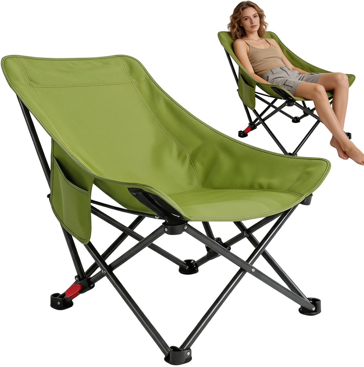 Omgoods - Ultralight Opvouwbare Campingstoel met Rugleuning
