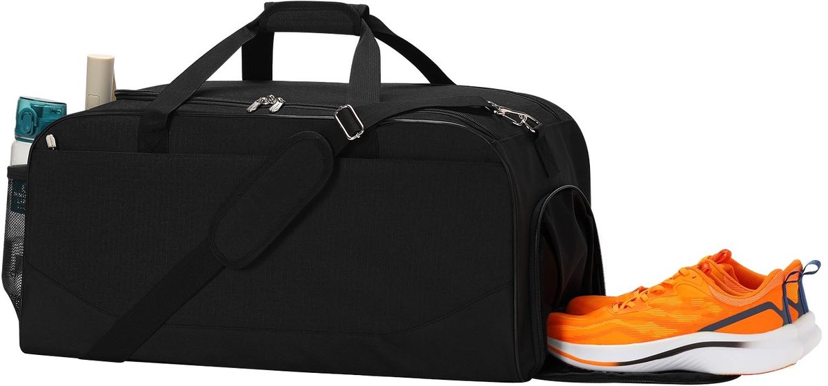 Omgoods - 47L Gym Duffle Bag met Schoencompartiment - Zwart