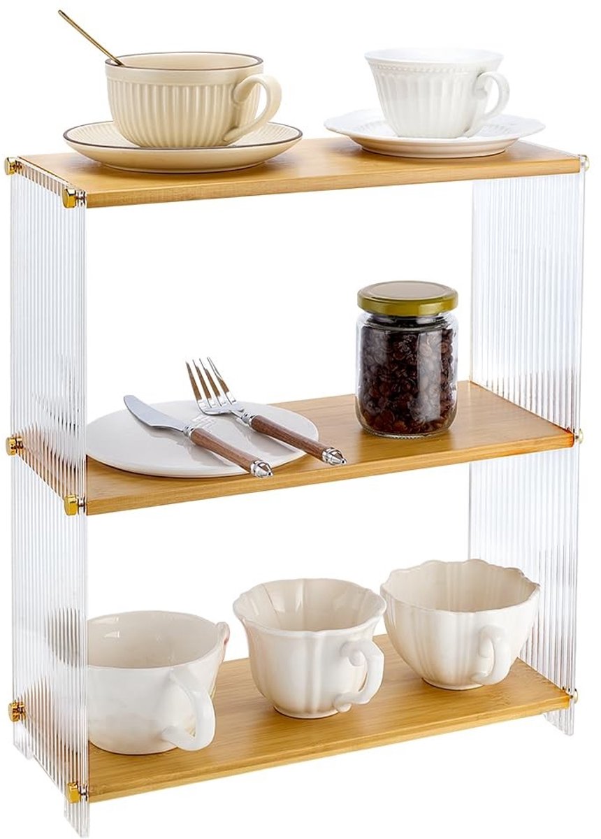 Omgoods - Houten koffiebekerhouder met 3 verdiepingen - Keuken organizer voor thuis en horeca