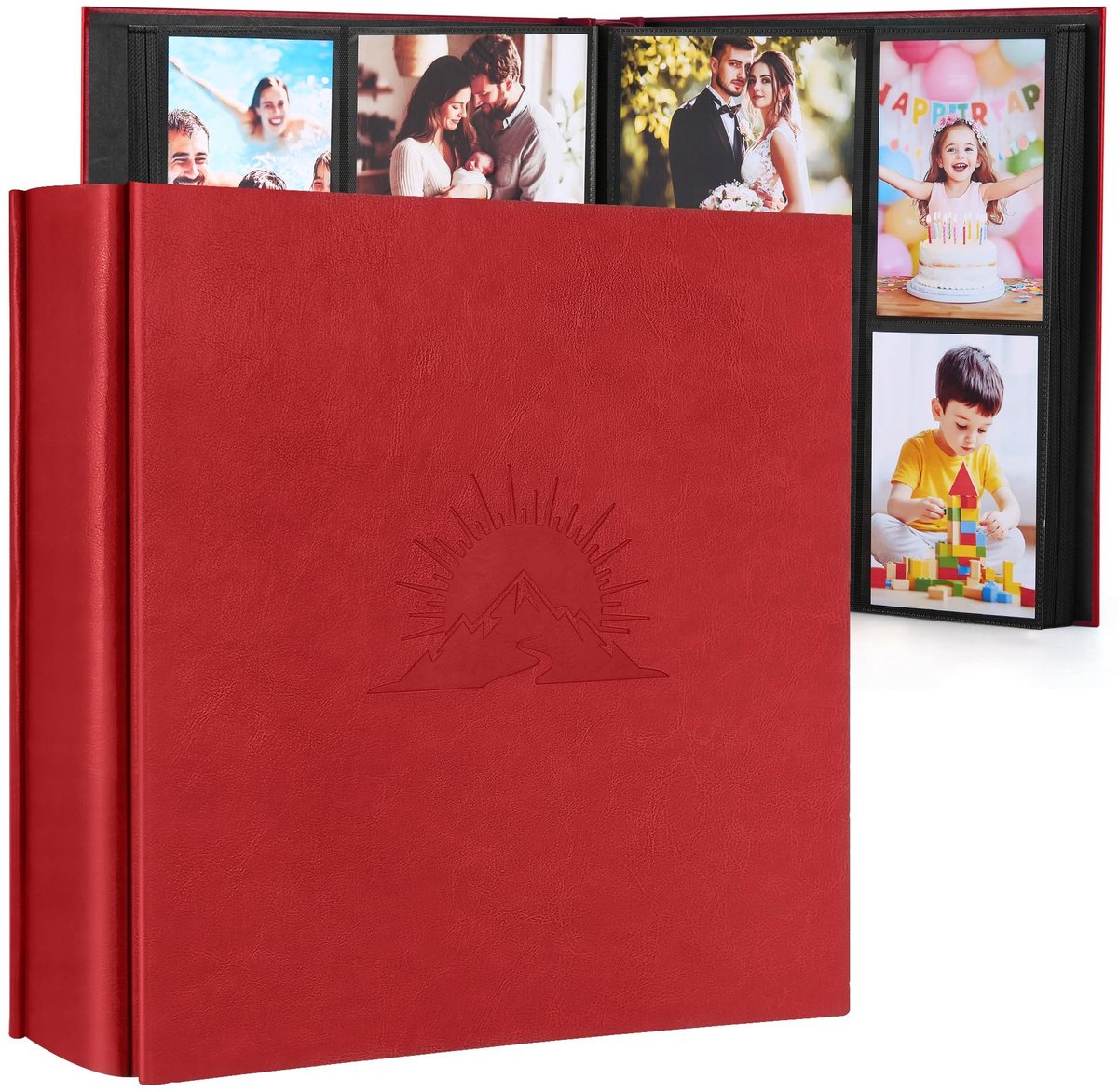 Omgoods - Fotoalbum 10 x 15 cm voor 1000 foto's van Kunstleer in Rood