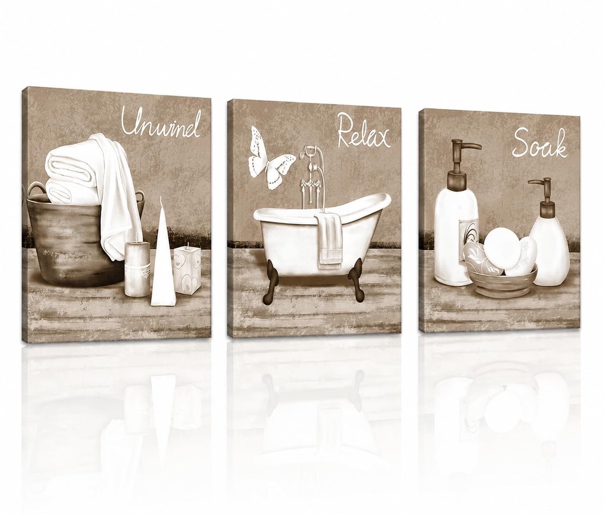 Omgoods - Ingelijste Wanddecoratie Set voor Badkamer