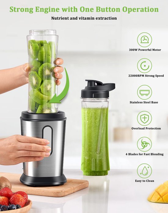 Omgoods - Draagbare Blender met 2 BPA-vrije Flessen van 600 ml — afbeelding 2
