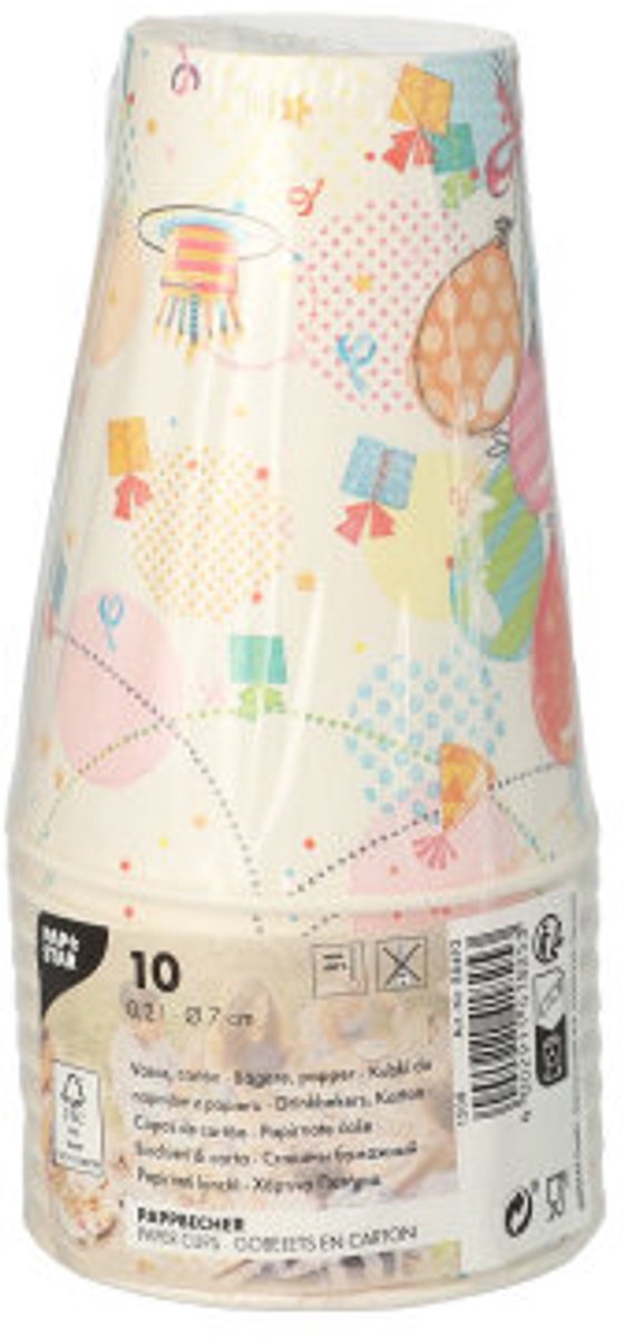 PAPSTAR Drinkbekers, Karton "Biobased Party" 0,2 l Ø 7 cm · 9,7 cm "Fete" - 140 Stuks (14x10)