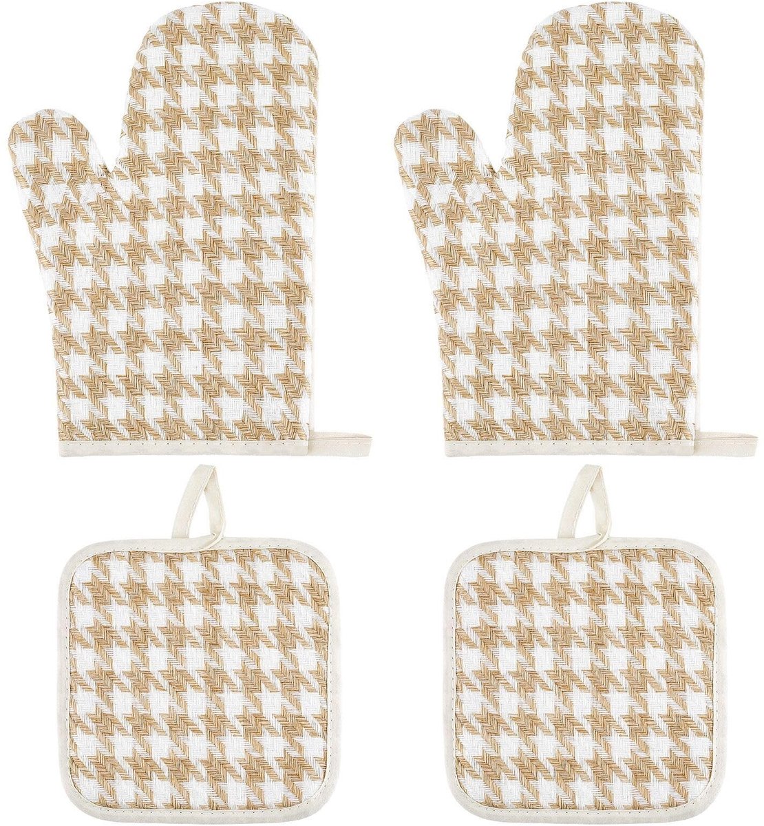 Omgoods - Set van 2 Hittebestendige Ovenwanten en Pannenlappen - Katoenen Keukenaccessoires