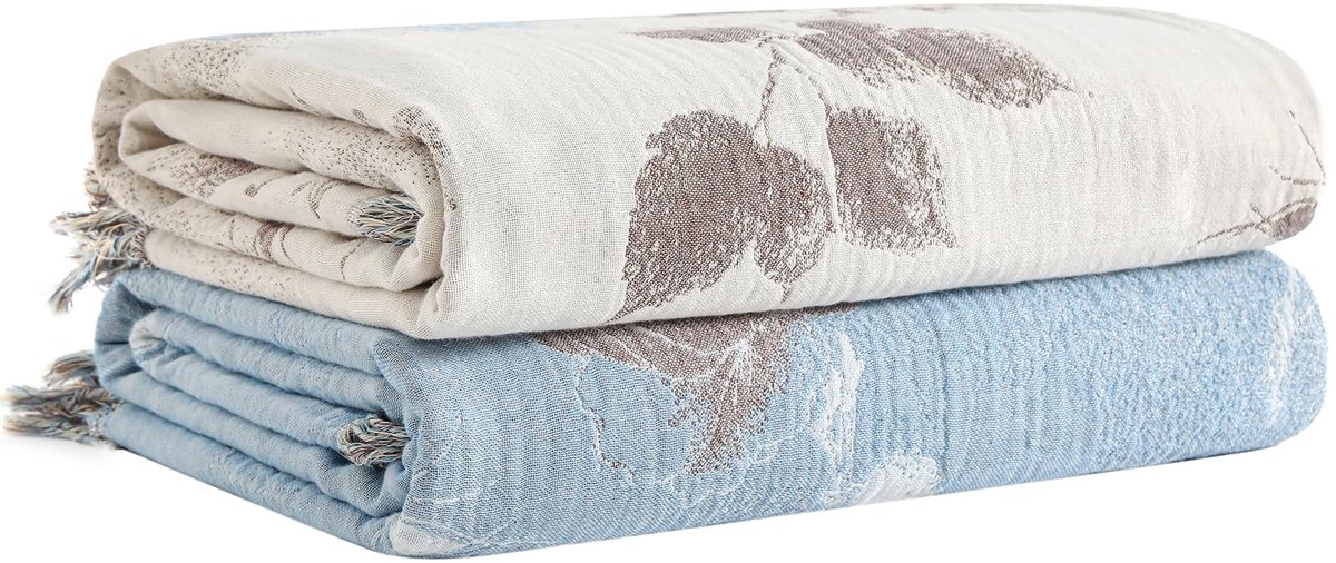 Omgoods - Badhanddoek Set - 100% Katoen - Blauw - Middelgroot
