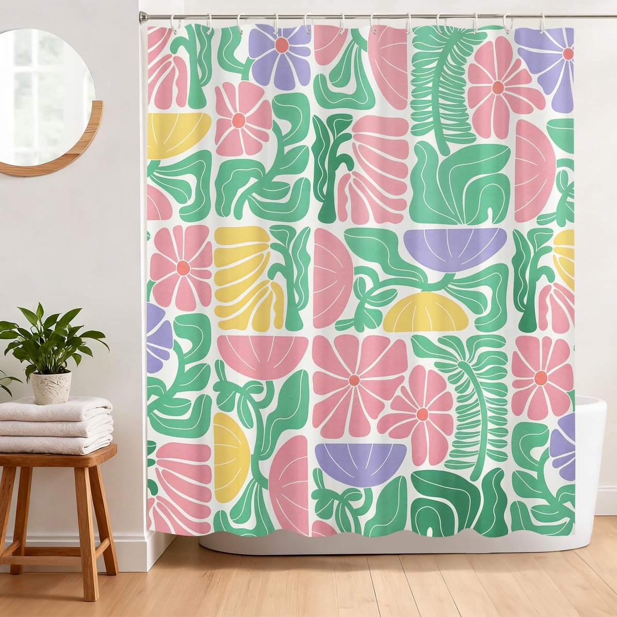 Omgoods - Douchegordijn met Schimmelbestendig Floral Patroon 180 x 180 cm