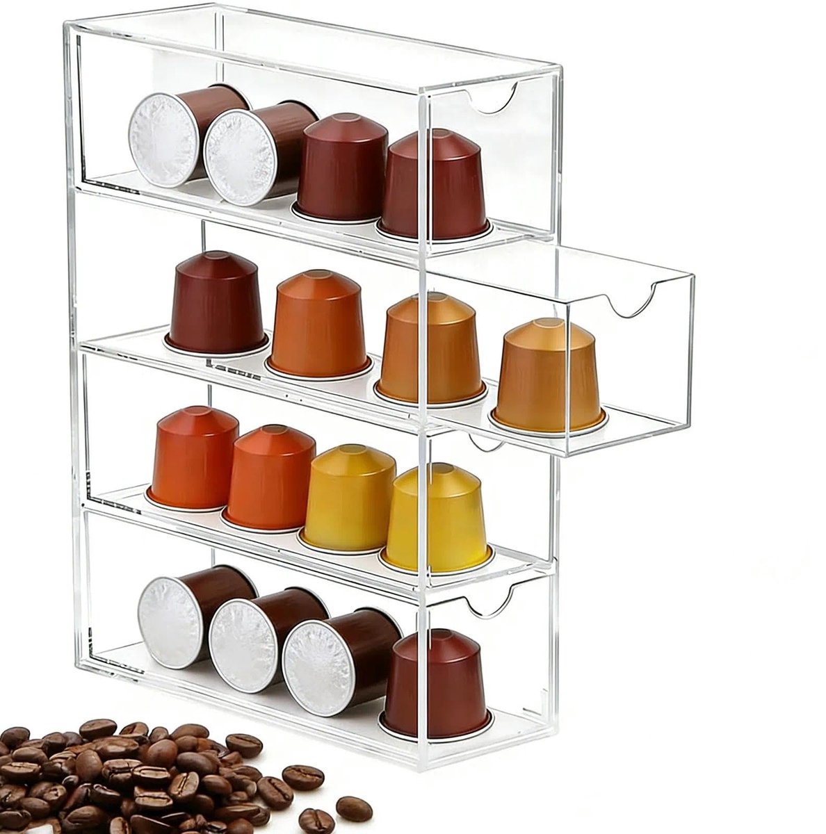 Omgoods - Organizer voor Koffiecapsules met 4 Lades van Acryl