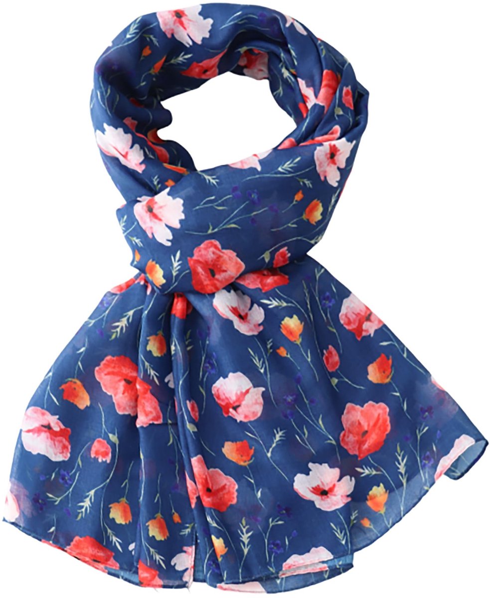 Omgoods - GFM® Dames Sjaal met Bloemenprint voor Alle Seizoenen