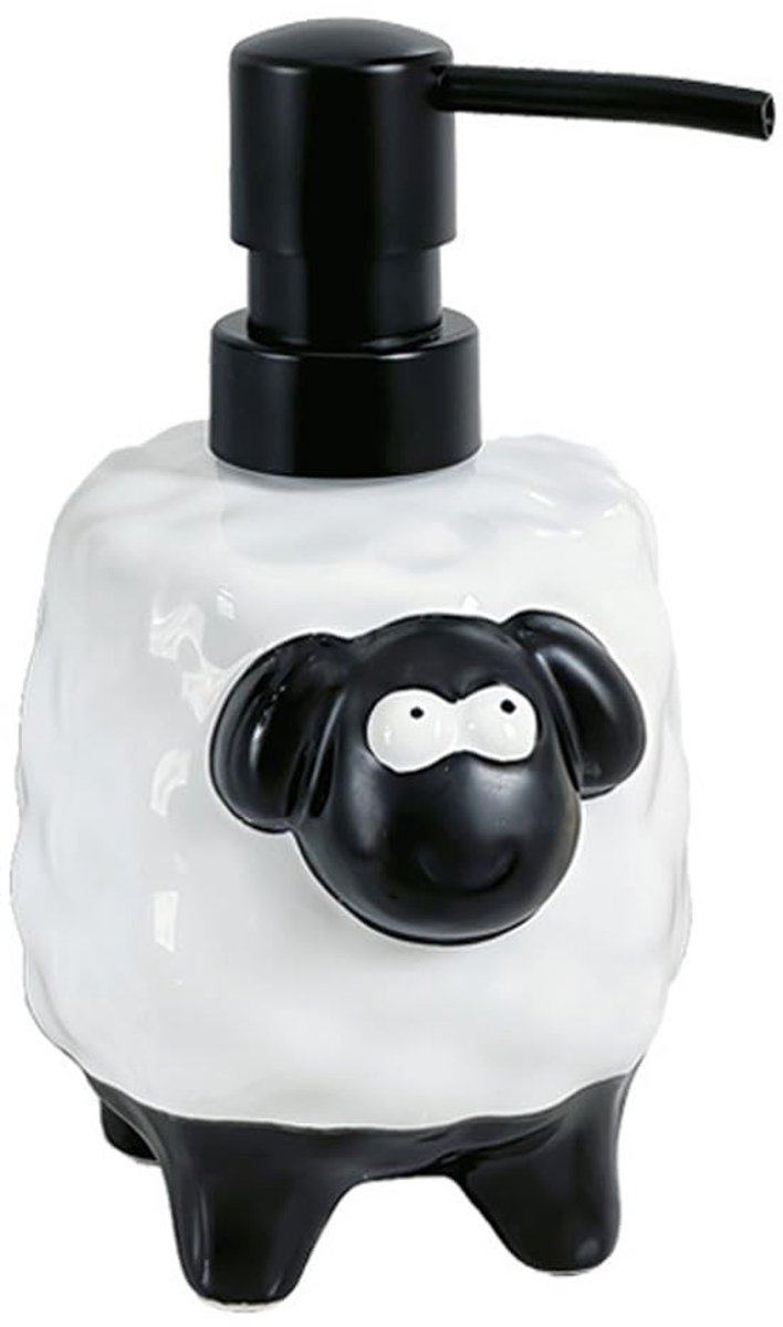 Omgoods - Keramische Zeepdispenser met Pomp in Schapenmotief (Zwart)