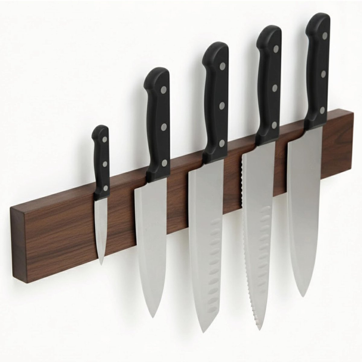 Omgoods - Magnetische Messenhouder - 40 cm in Bamboe/Walnoot