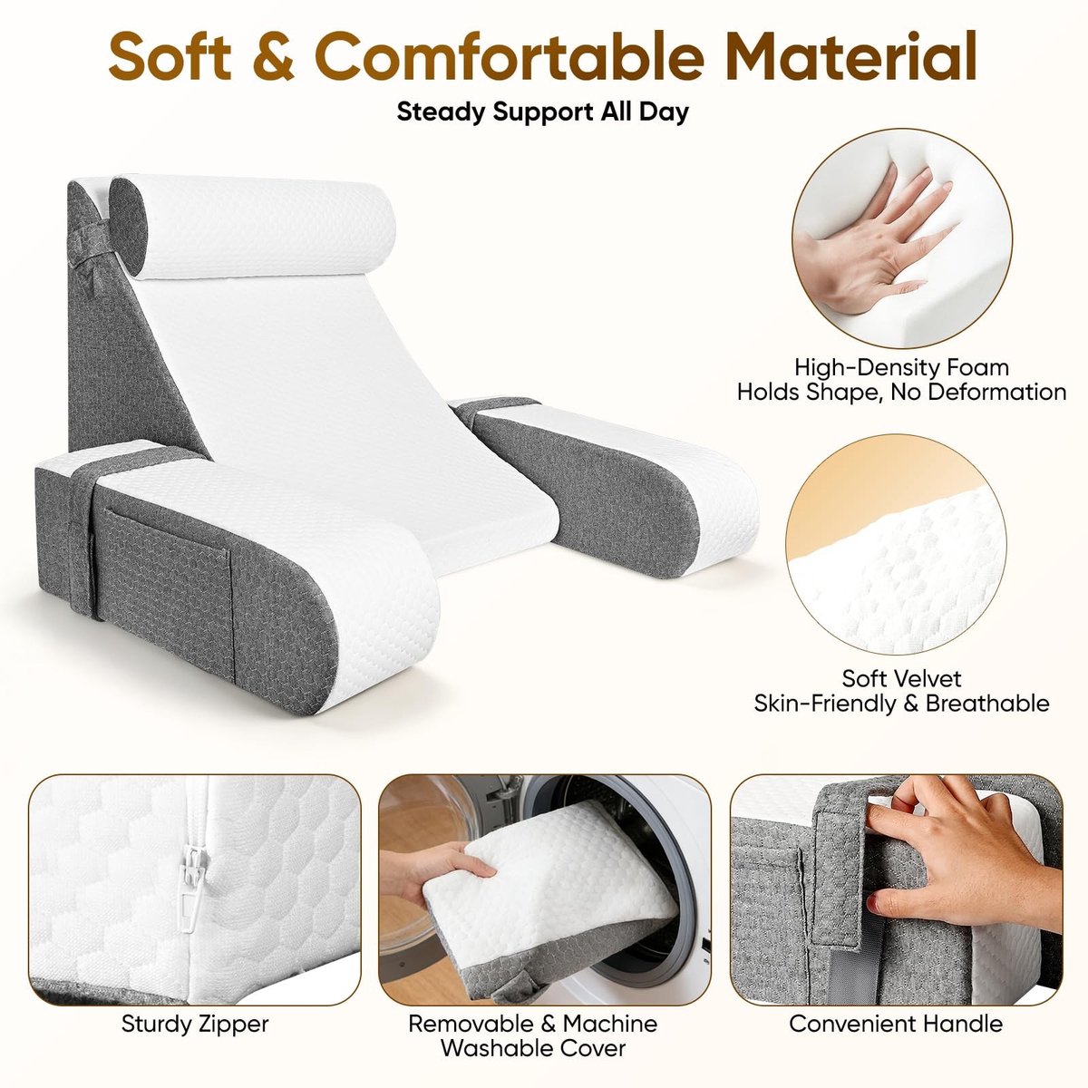 Omgoods - Ergonomisch Leeskussen met Afneembare Nekrol