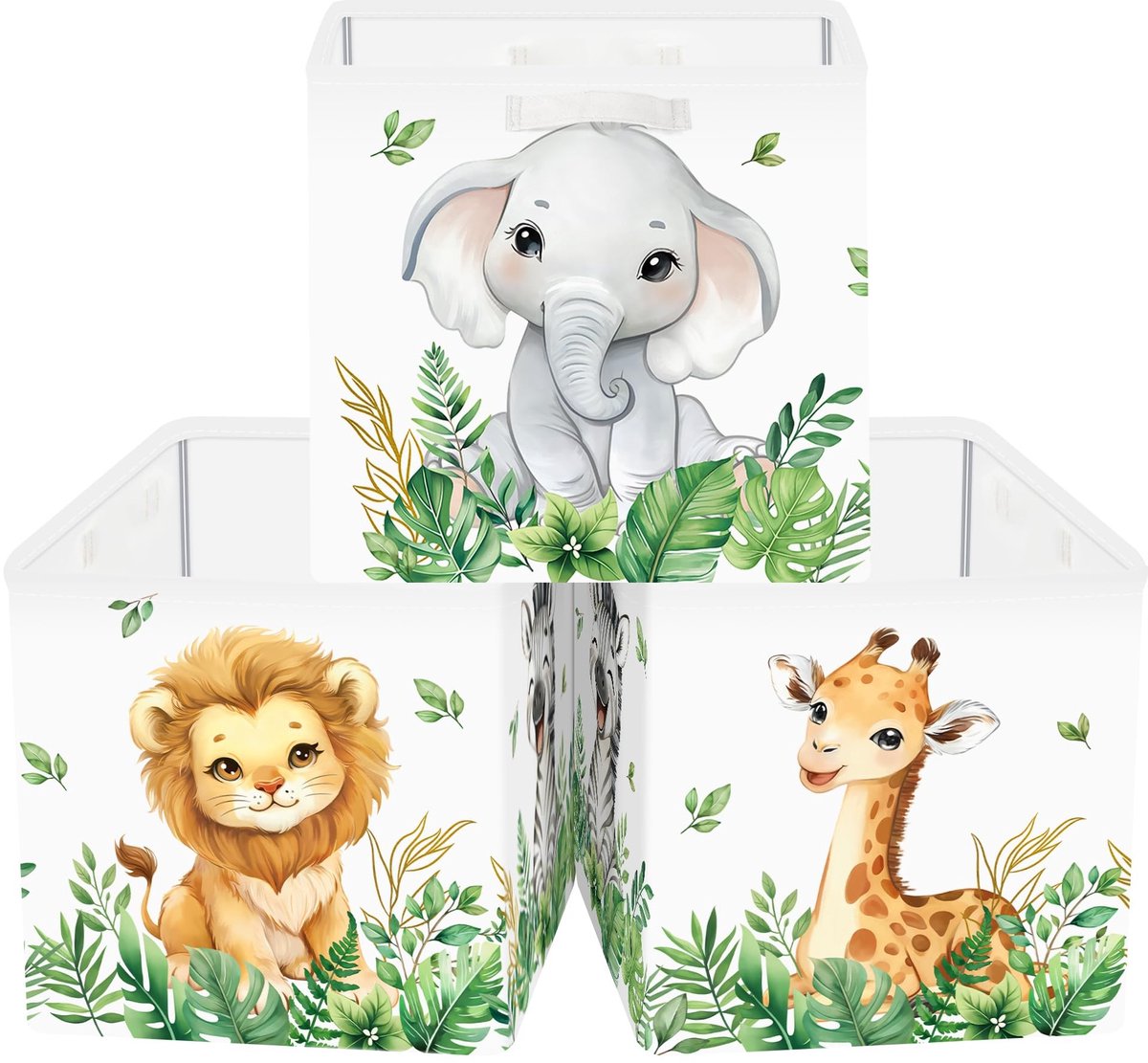 Omgoods - 30cm Opbergdoos 3 Stuks - Dieren Print voor Kids
