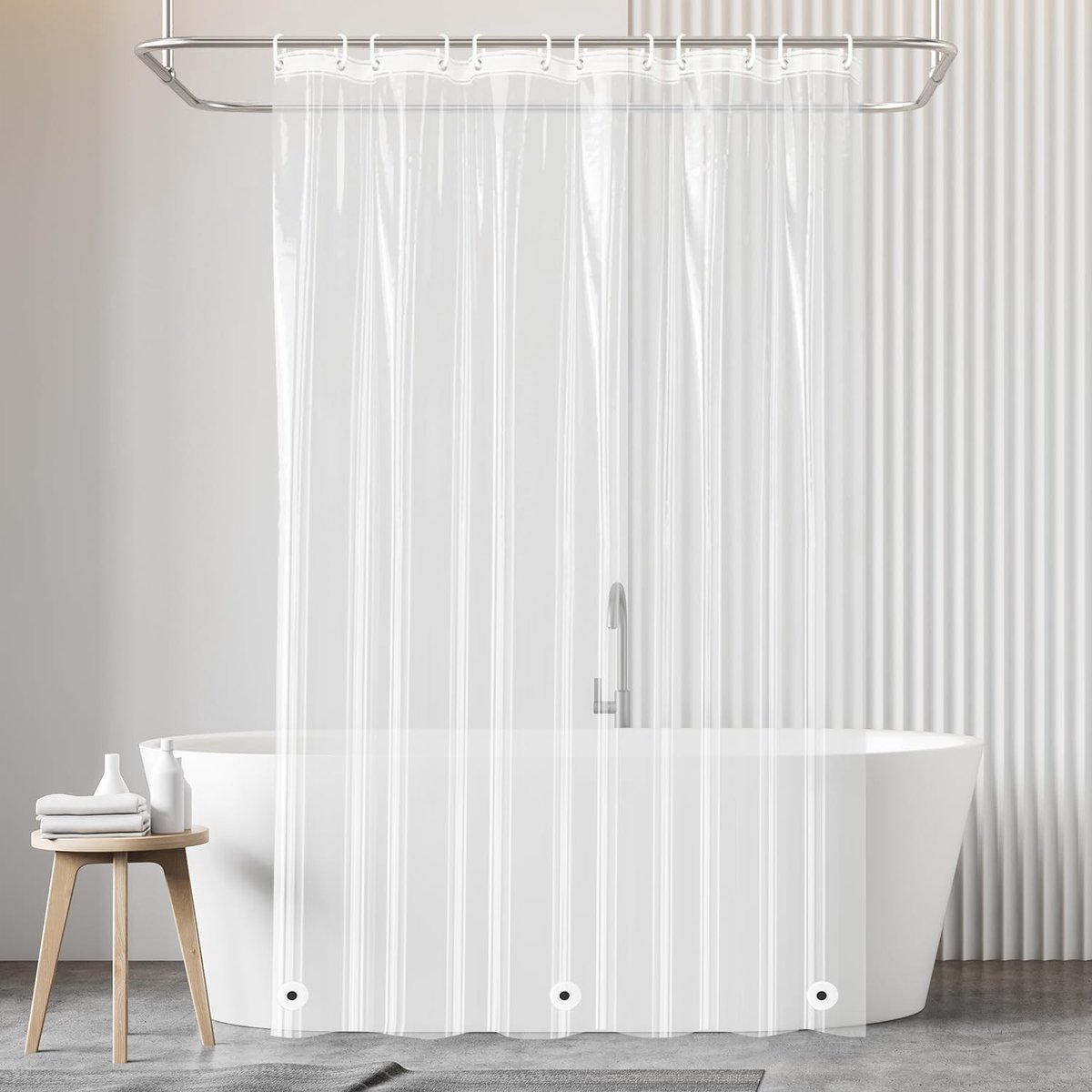 Omgoods - Doorzichtig Douchegordijn 180 x 200 cm, Schimmelwerend