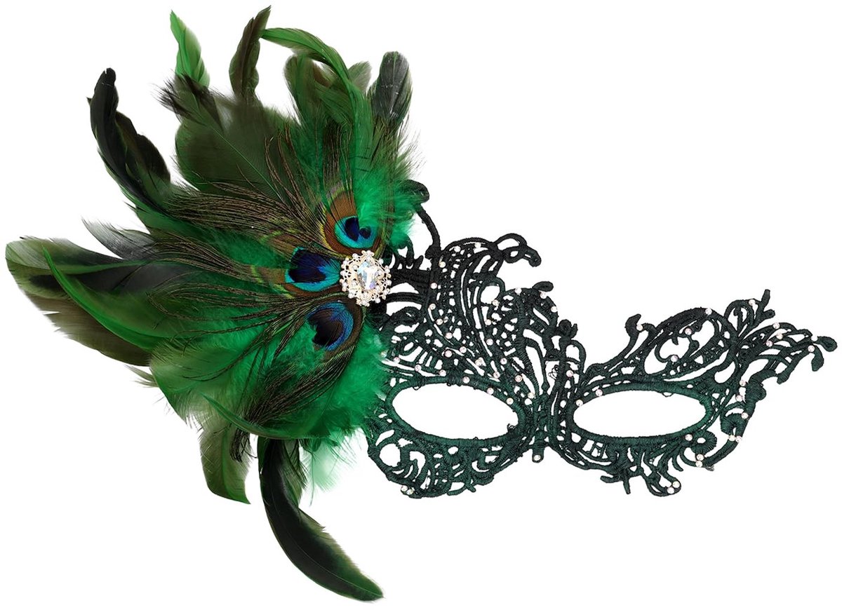 Omgoods - Venetiaanse Masker met Prachtige Pauwenveren voor Feestelijke Gelegenheden