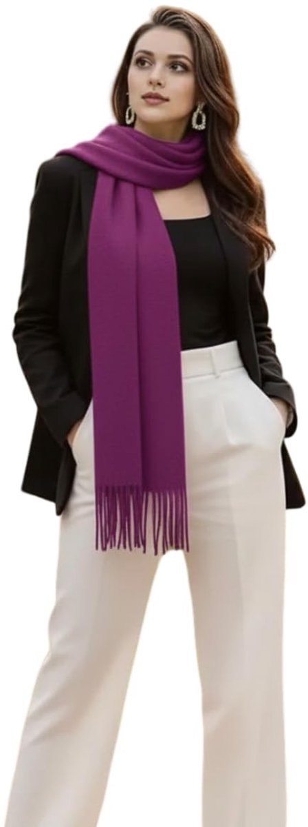 Omgoods - Luxe Cashmere Sjaal voor Dames 200 x 70 cm in Lila
