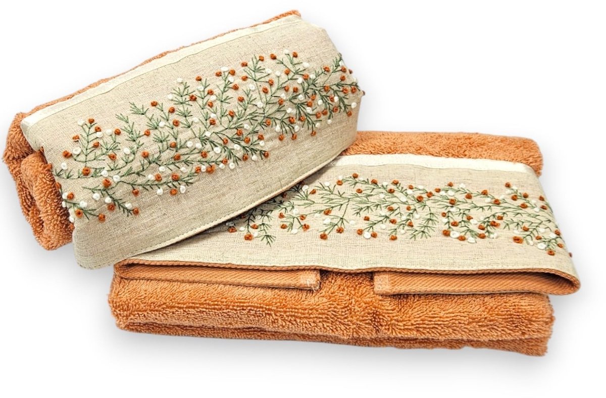 Omgoods - Badhanddoekenset 1+1 Oranje Elenor - 100% Katoen - OEKO-TEX Gecertificeerd