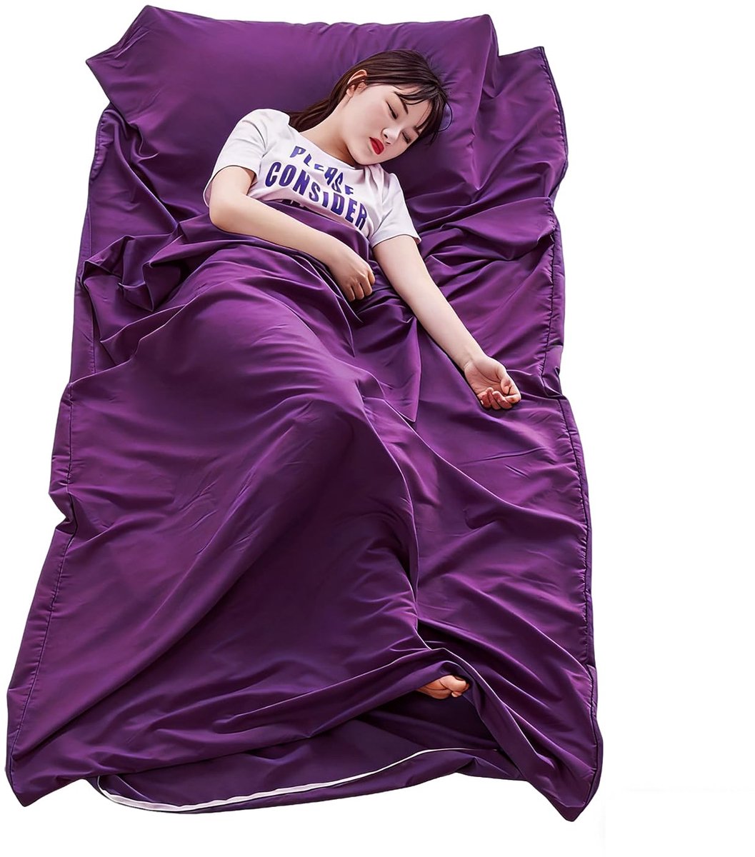Omgoods- Huttenslaapzak 2-in-1 - Ultralicht Katoen - Ademend Comfort - Ritssluiting - Opbergtas - Royale Afmetingen 220 x 90 cm - Reisslaapzak