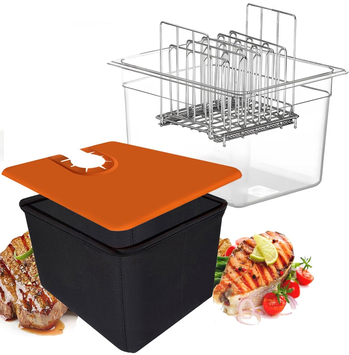 Omgoods - Vacuümcontainer 12L met Deksel en Rooster voor Koken