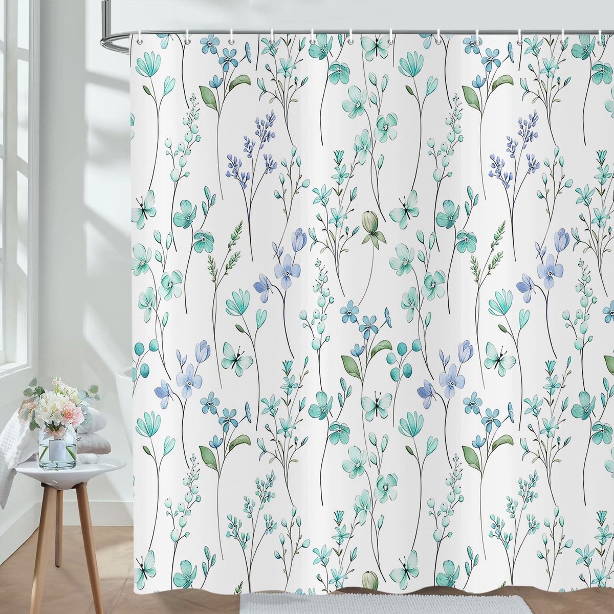 Omgoods - Aquarel Douchegordijn met Bloemen - Waterdicht Polyester 180x200 cm