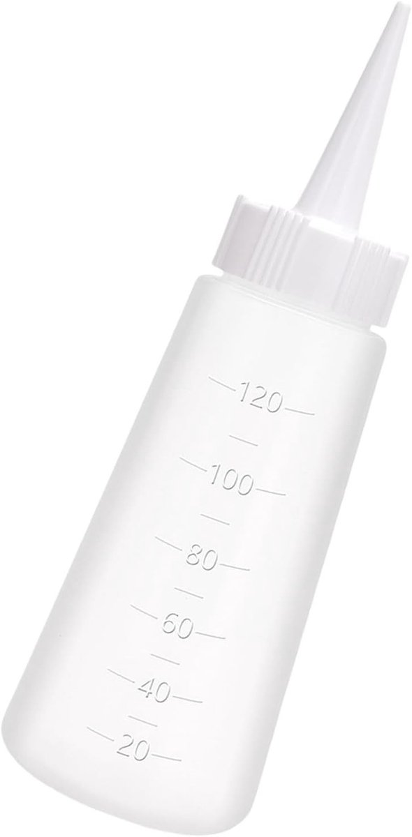 120ml Haarolie Applicator Fles met Naaldpunt - Ideaal voor Kleur, Olie en Toepassing - Herbruikbaar en Handig - 15.8cm x 5cm - Wit