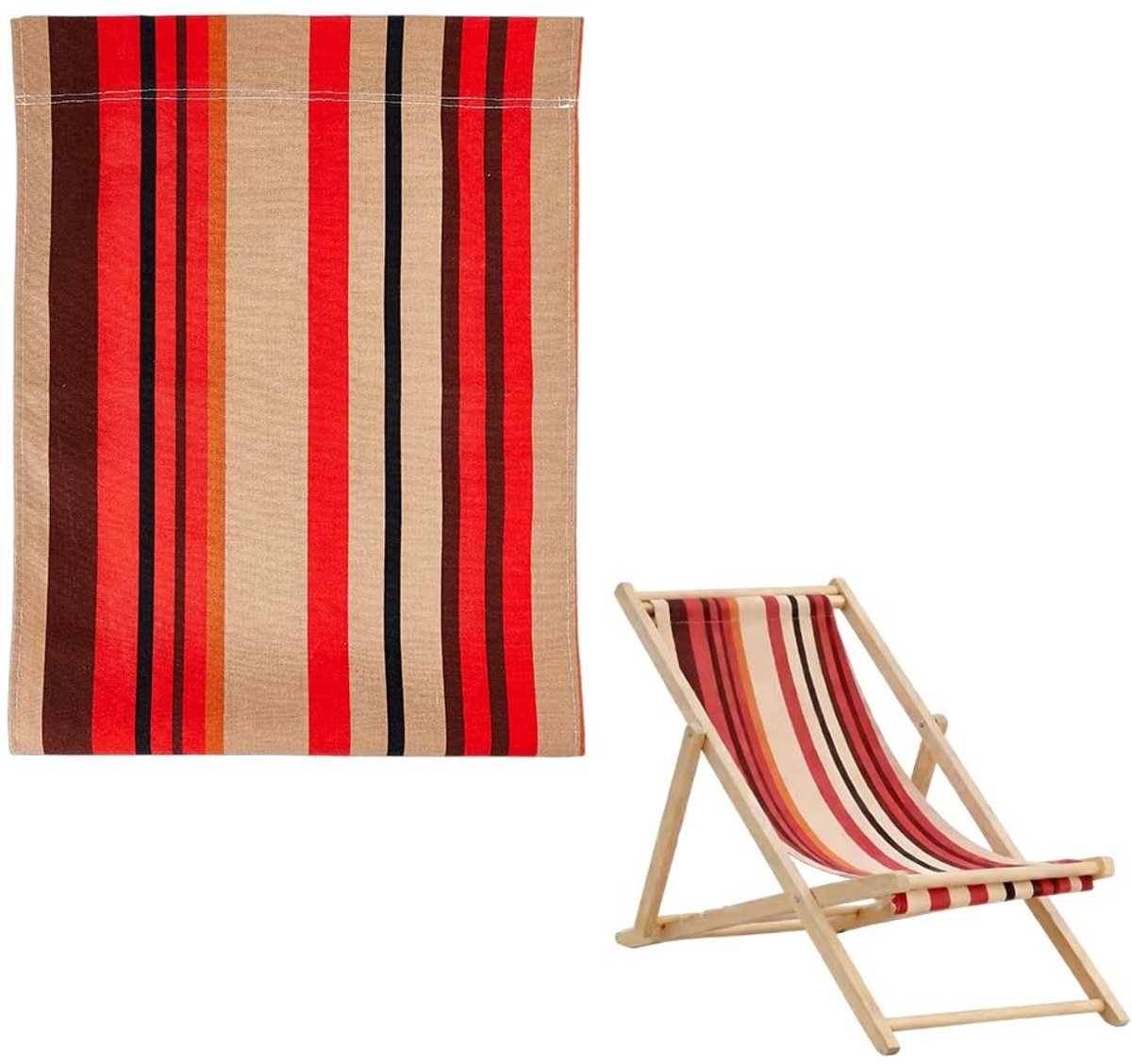 Omgoods - Vervangende Doek voor Strandstoel - 116cm x 42cm - Zandbruine Strepen