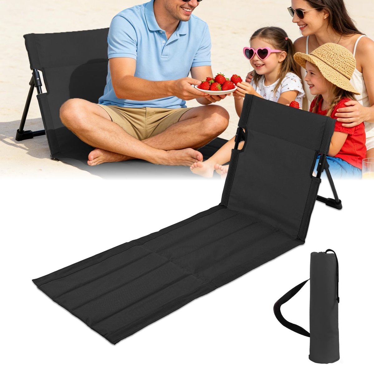 Omgoods - Opvouwbare Strandstoel met Rugleuning van 600D Oxford Stof