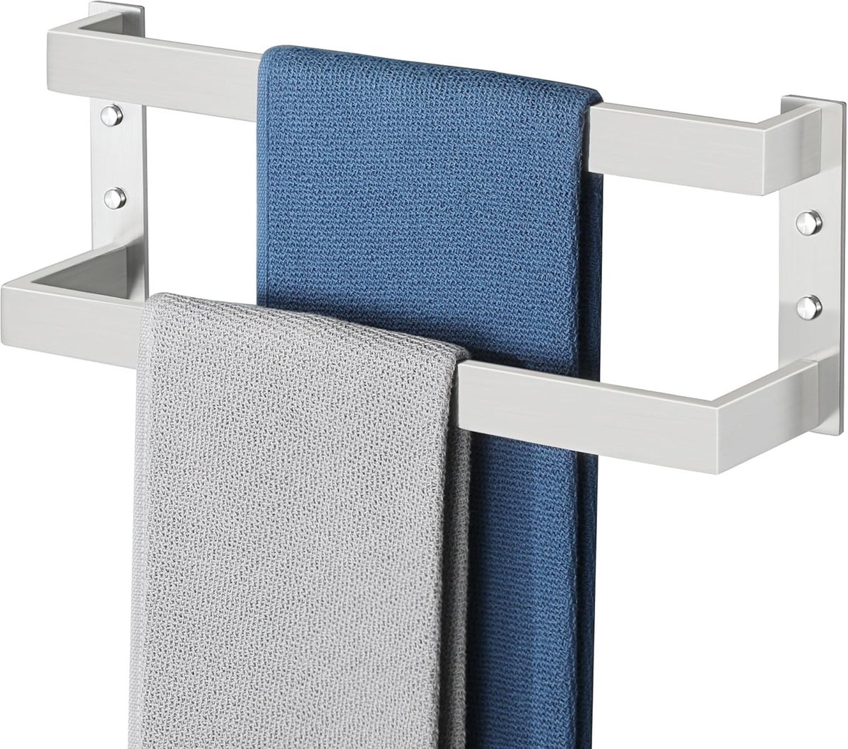 Omgoods - Handdoekenrek van Roestvrij Staal, Dubbellaags Wandhouder 40 cm