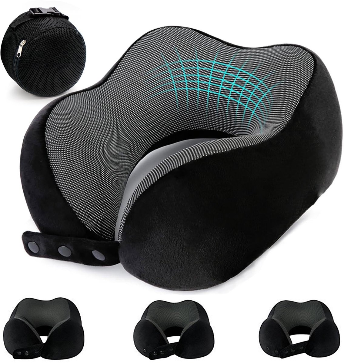 Omgoods - Verstelbaar Reis Nekkussen van Geheugenschuim - Compact en Ergonomisch