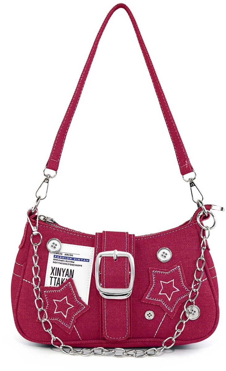 Omgoods - Kleine Schoudertas van Denim met Afneembare Schouderband